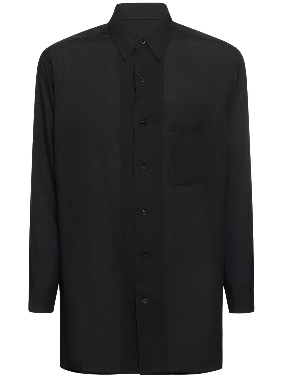 Yohji Yamamoto Patch-pocket Long-sleeve Shirt In Black
