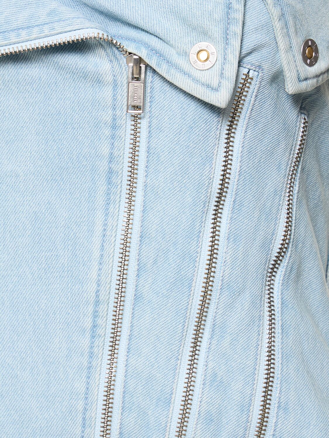 Shop Dion Lee Strapless Cotton Denim Zip Corset In Light Blue