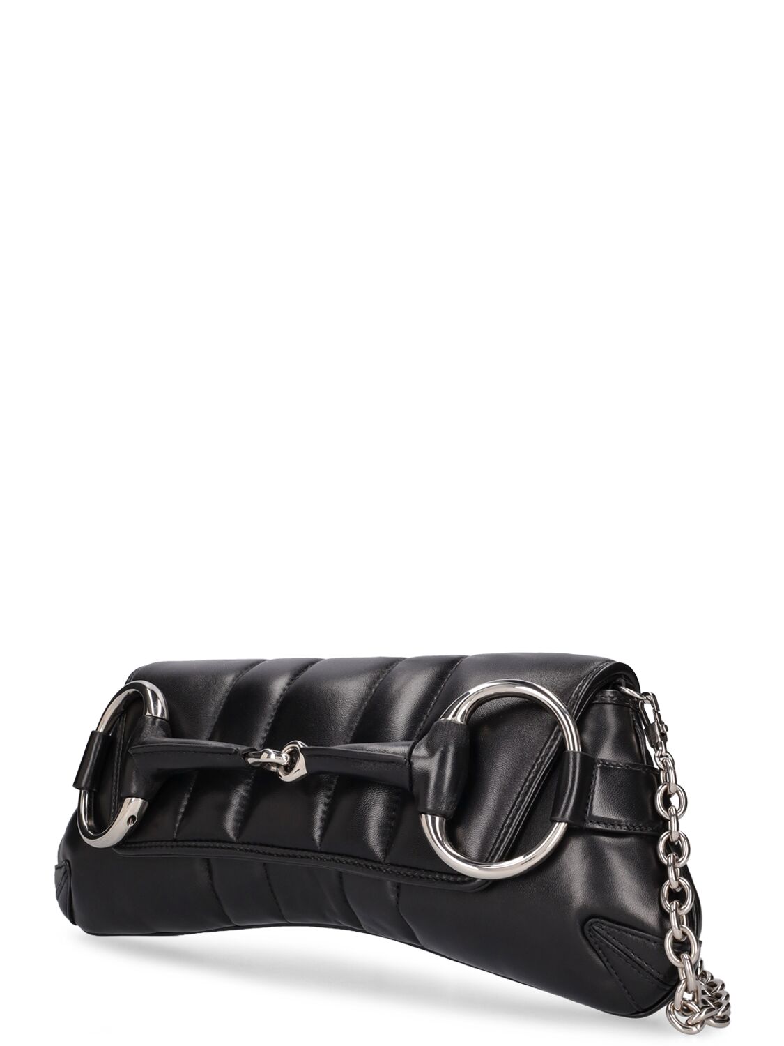 Shop Gucci Medium  Horsebit Chain Leather Bag In Black