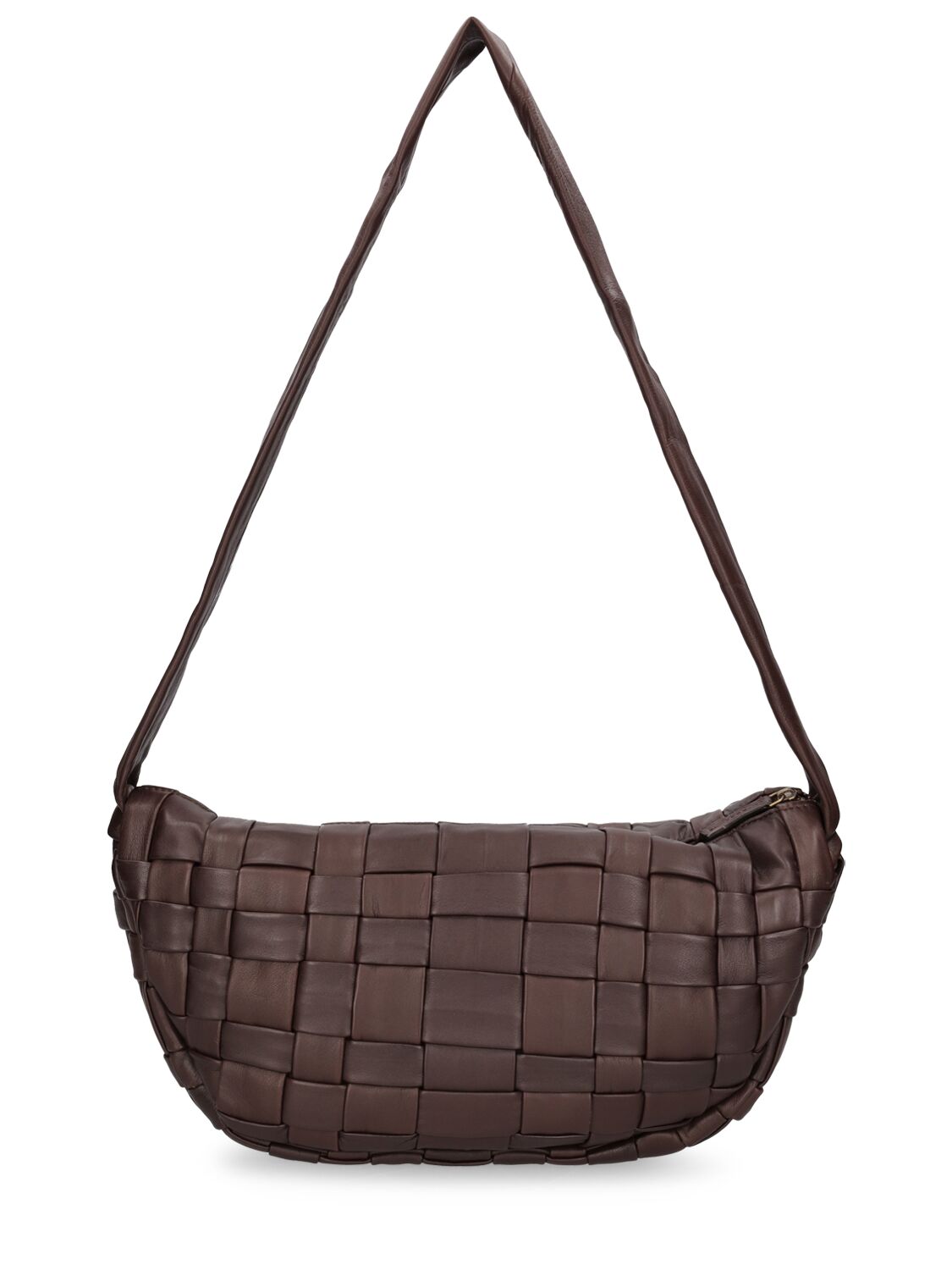 Shop St.agni Crescent Leather Shoulder Bag In Dark Brown