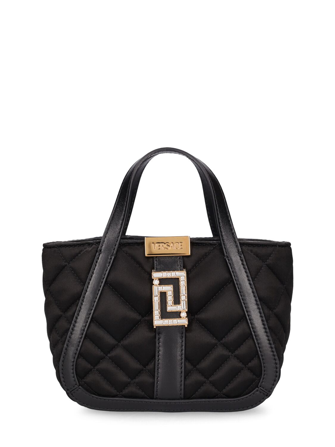 Versace Mini Viscose & Silk Tote Bag In Black