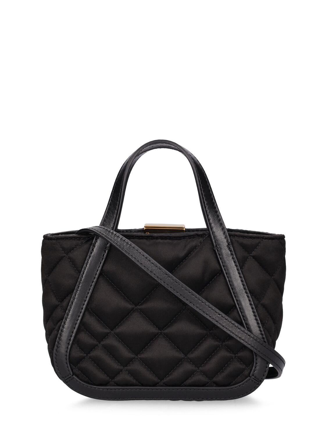 Shop Versace Mini Viscose & Silk Tote Bag In Black