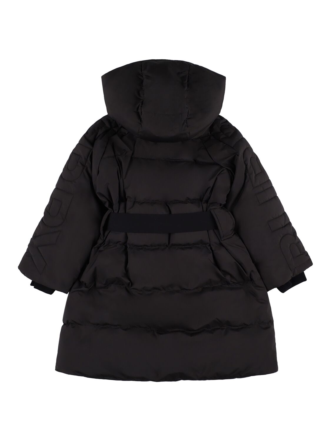 Shop Burberry Long Nylon Down Jacket In Black