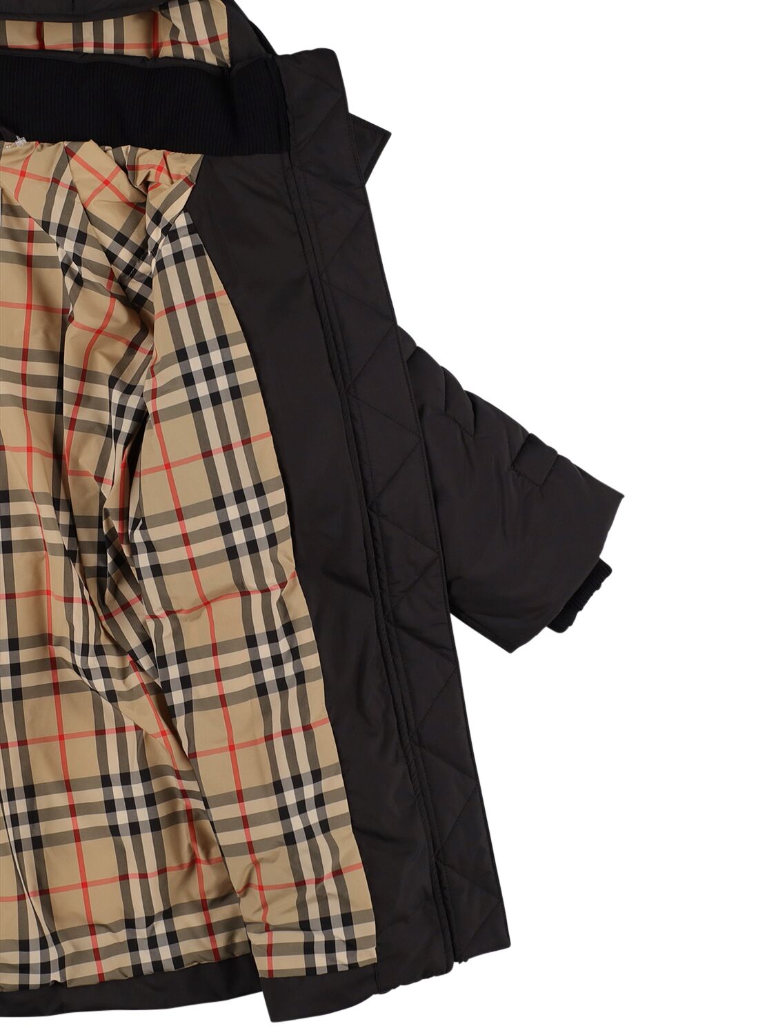 Shop Burberry Long Nylon Down Jacket In Black