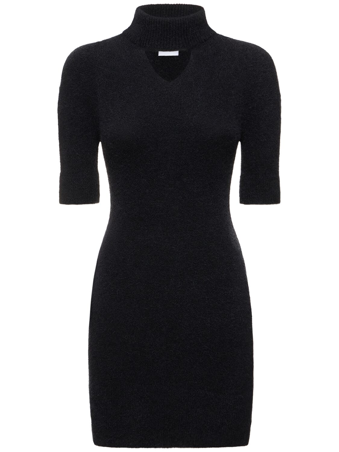Patou Knit Turtleneck Cutout Mini Dress In Black