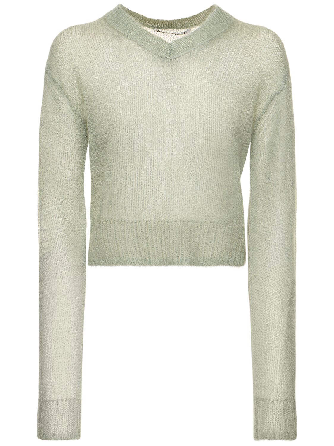 ACNE STUDIOS CROPPED MOHAIR BLEND OPEN KNIT SWEATER