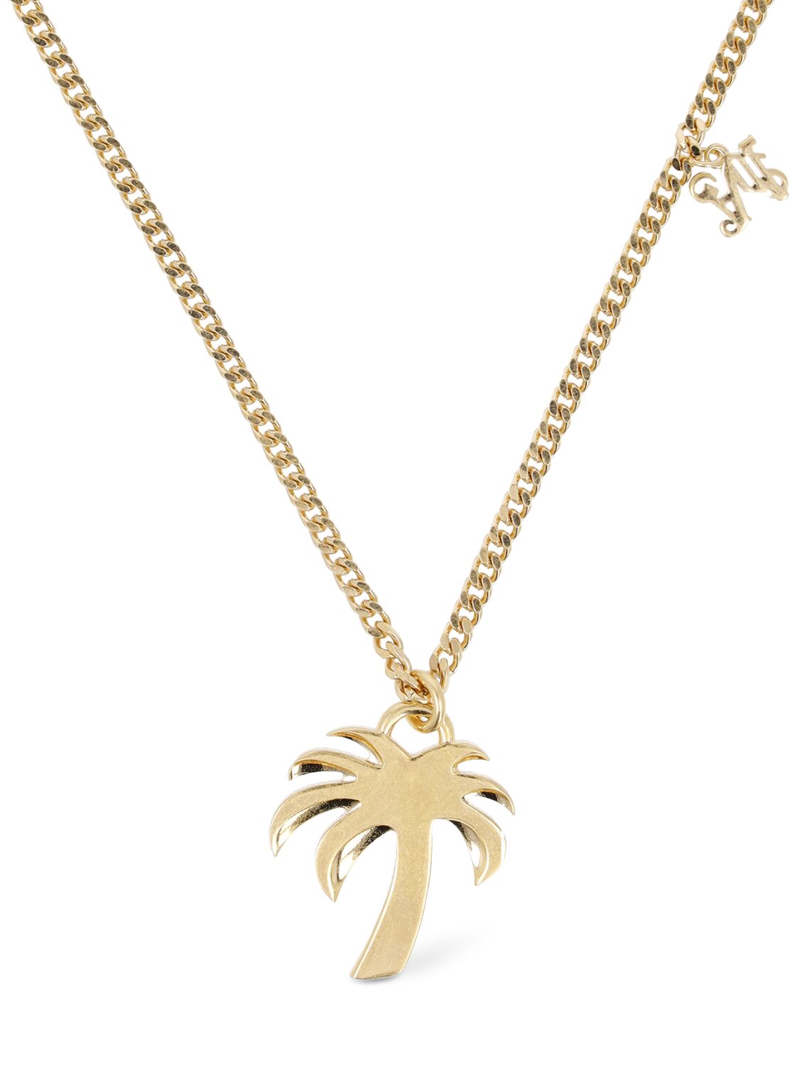 Palm Angels Palm-tree Curb-chain Pendant Necklace In Gold