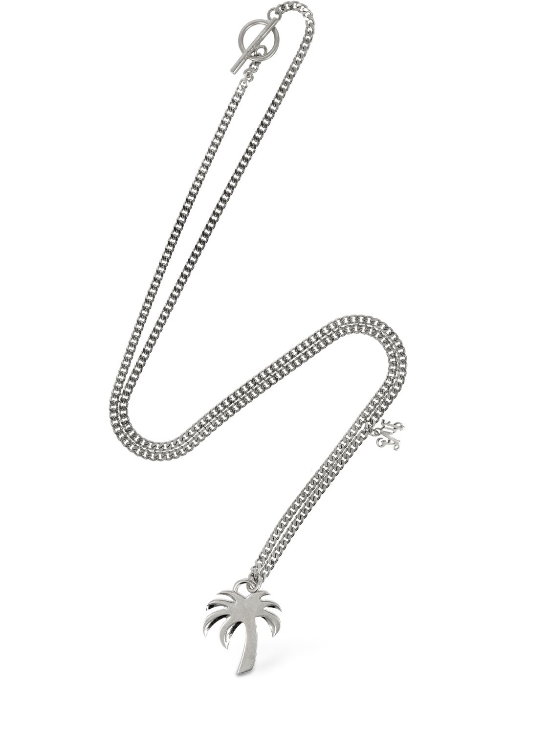 Shop Palm Angels Palm Charm Necklace In Silver