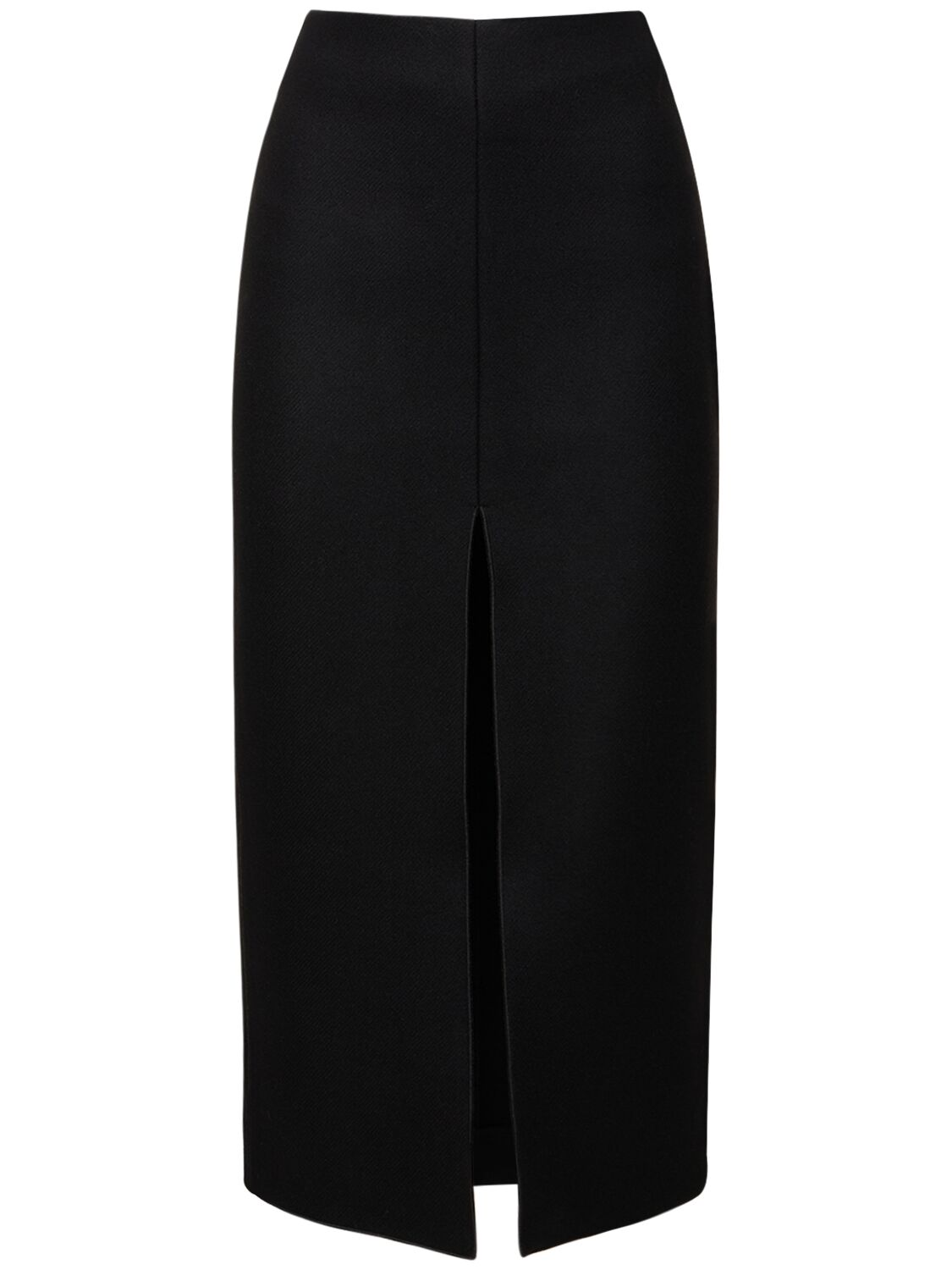 Wool High Waist Midi Skirt W/ Wide Split – WOMEN > CLOTHING > SKIRTS