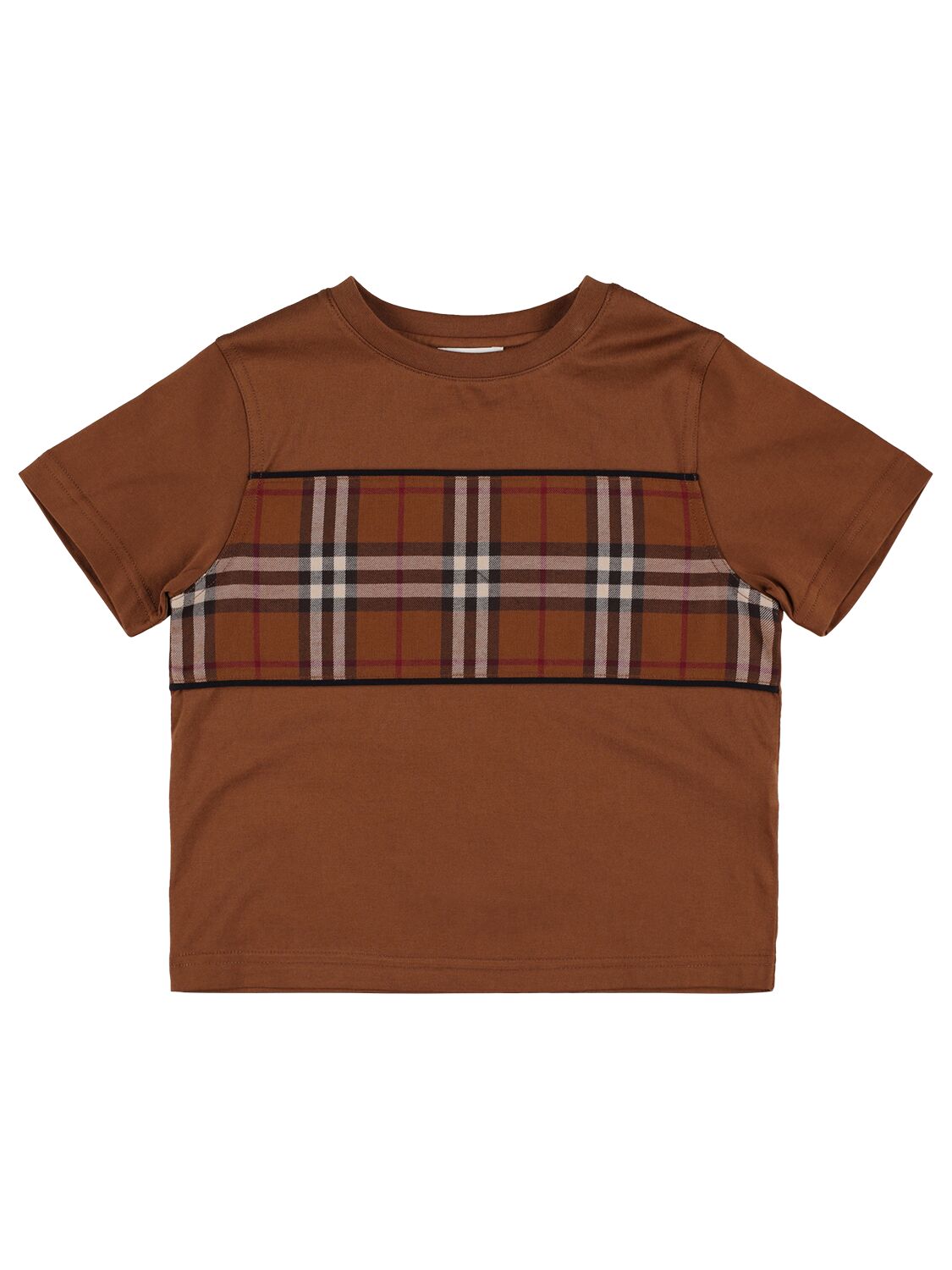 Burberry Kids' Check Print Cotton Jersey T-shirt In Brown
