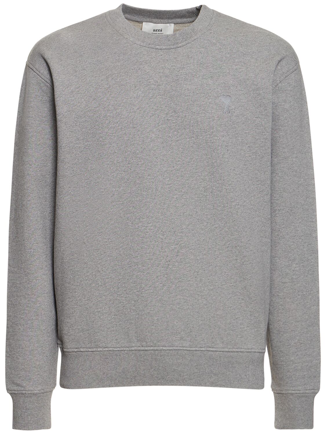 Ami Alexandre Mattiussi Logo Cotton Crewneck Sweatshirt In Heather Grey