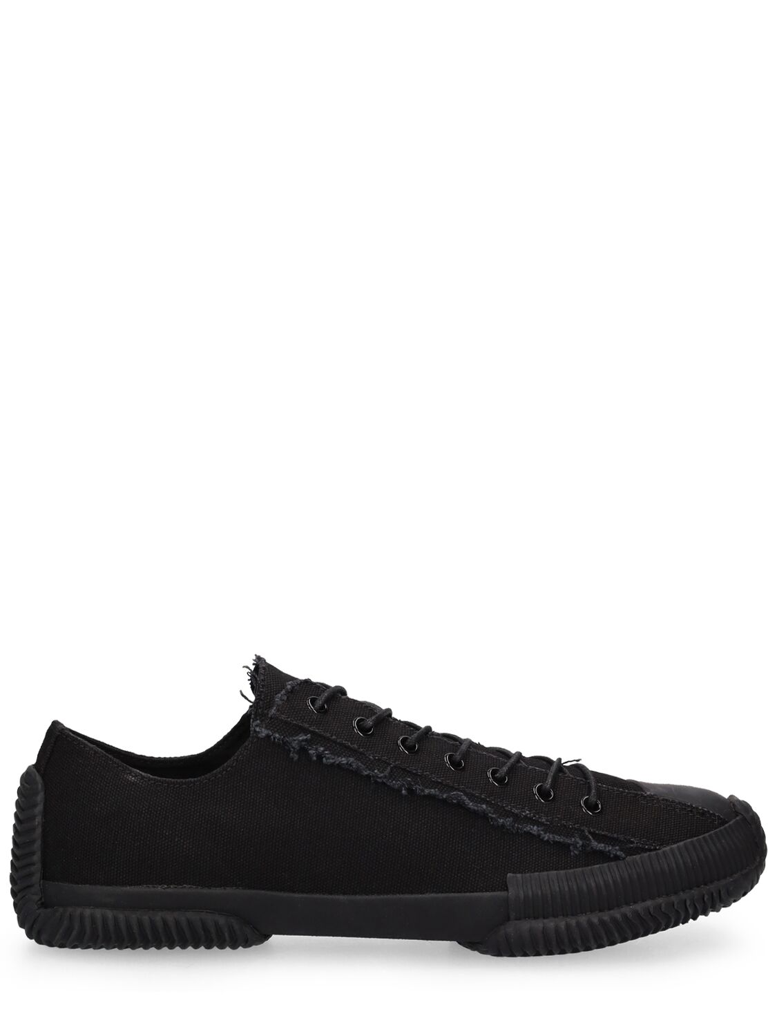 Yohji Yamamoto Low Top Lace-up Cotton Trainers In Black