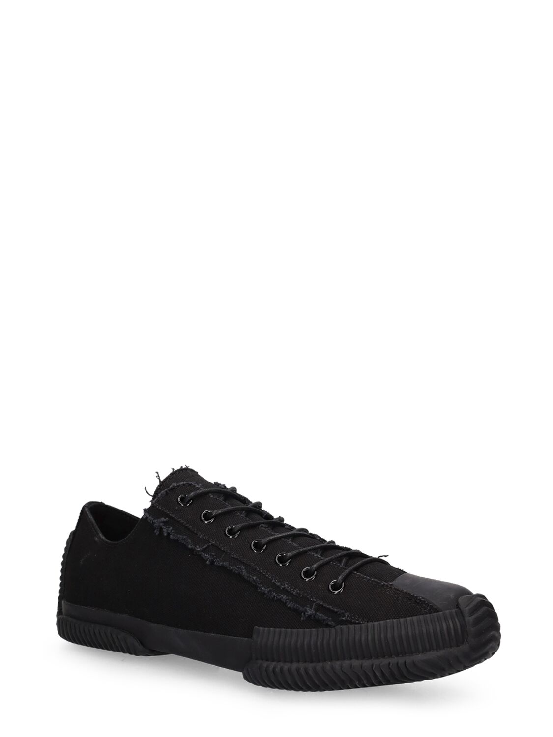 Shop Yohji Yamamoto Low Top Lace-up Cotton Sneakers In Black
