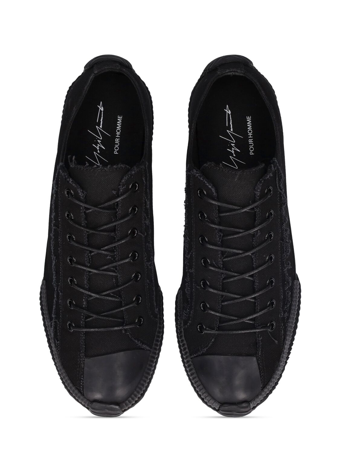 Shop Yohji Yamamoto Low Top Lace-up Cotton Sneakers In Black