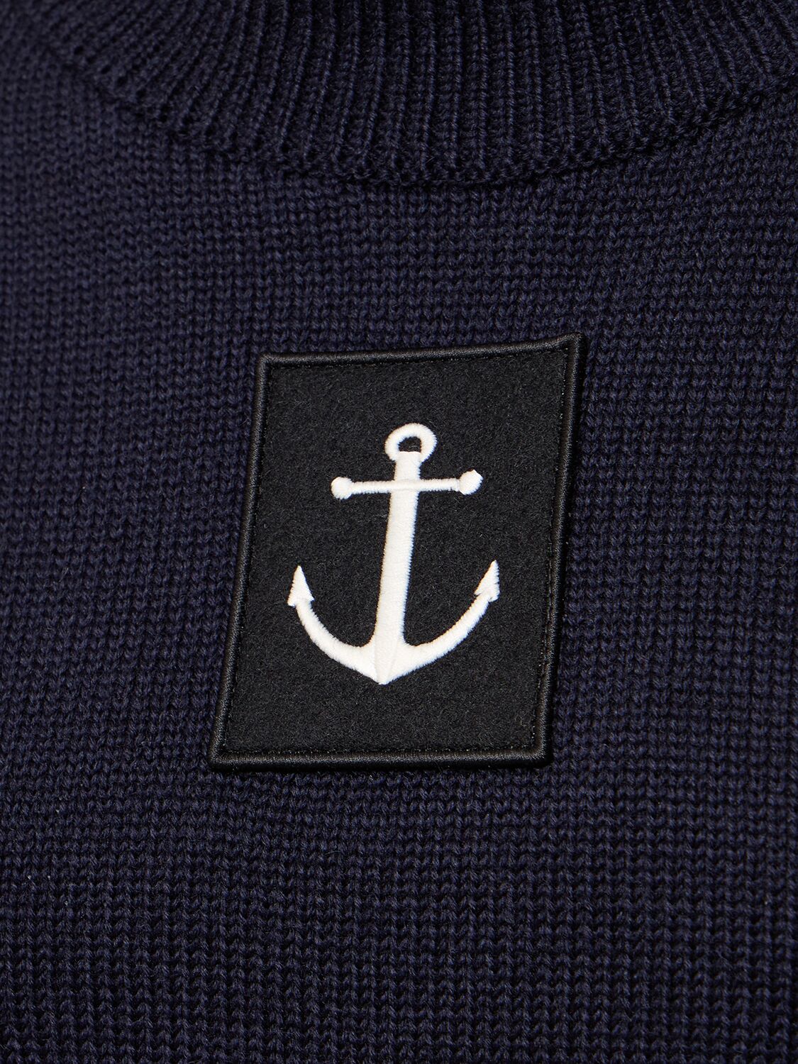 Shop Jil Sander Wool Knit Turtleneck Sweater W/ Logo In Blue