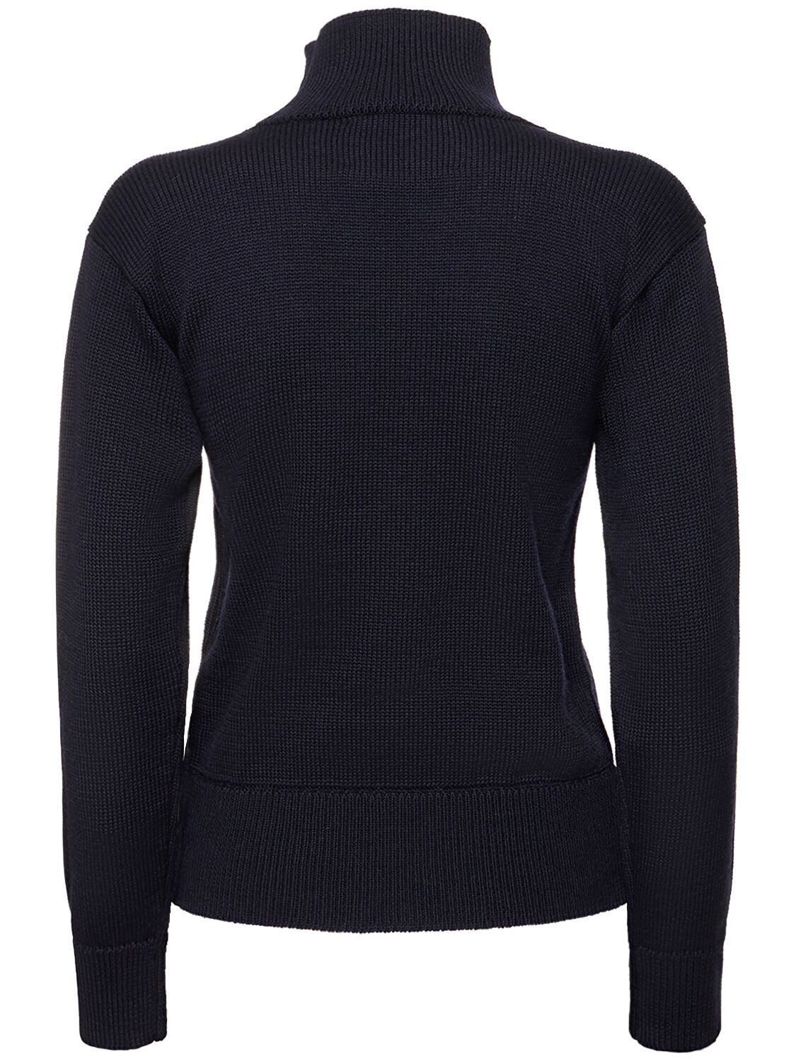 Shop Jil Sander Wool Knit Turtleneck Sweater W/ Logo In Blue