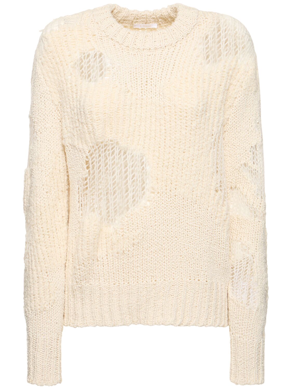 Textured Wool Blend Knit Sweater – WOMEN > CLOTHING > KNITWEAR