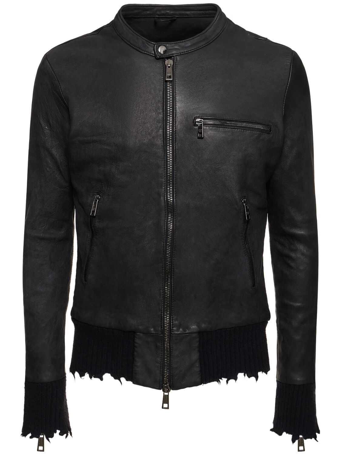 Giorgio Brato Leather Bomber Jacket In Black