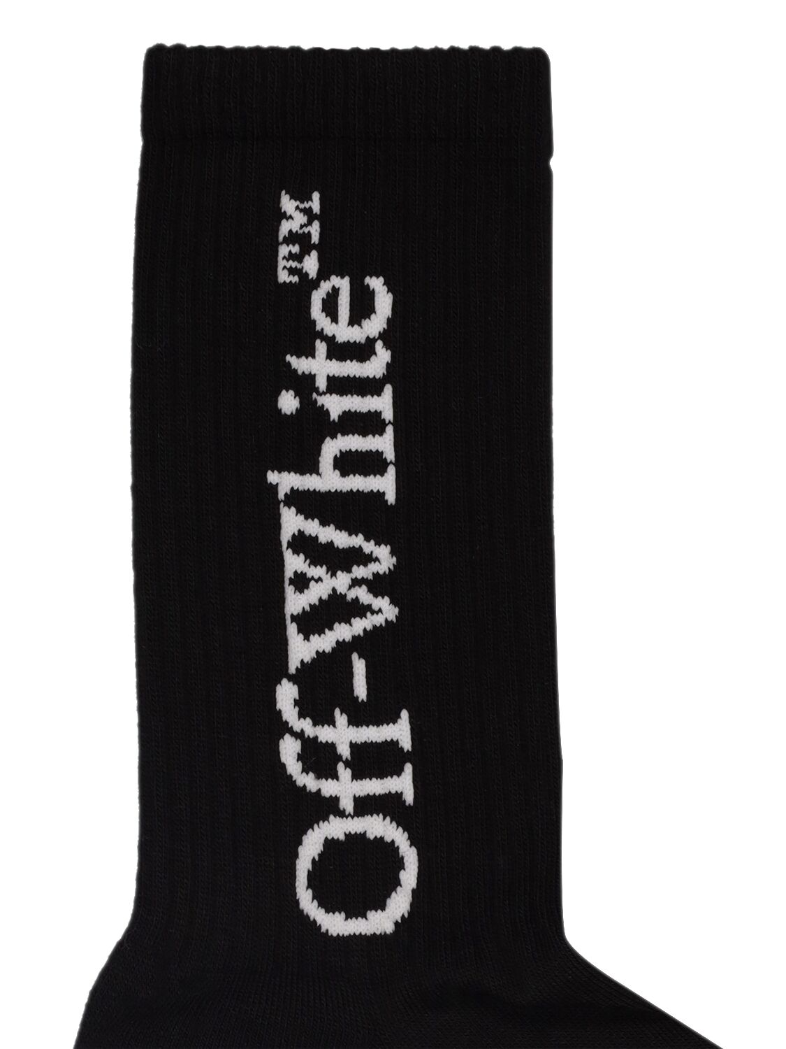 Shop Off-white Big Logo Cotton Blend Mid Length Socks In Black