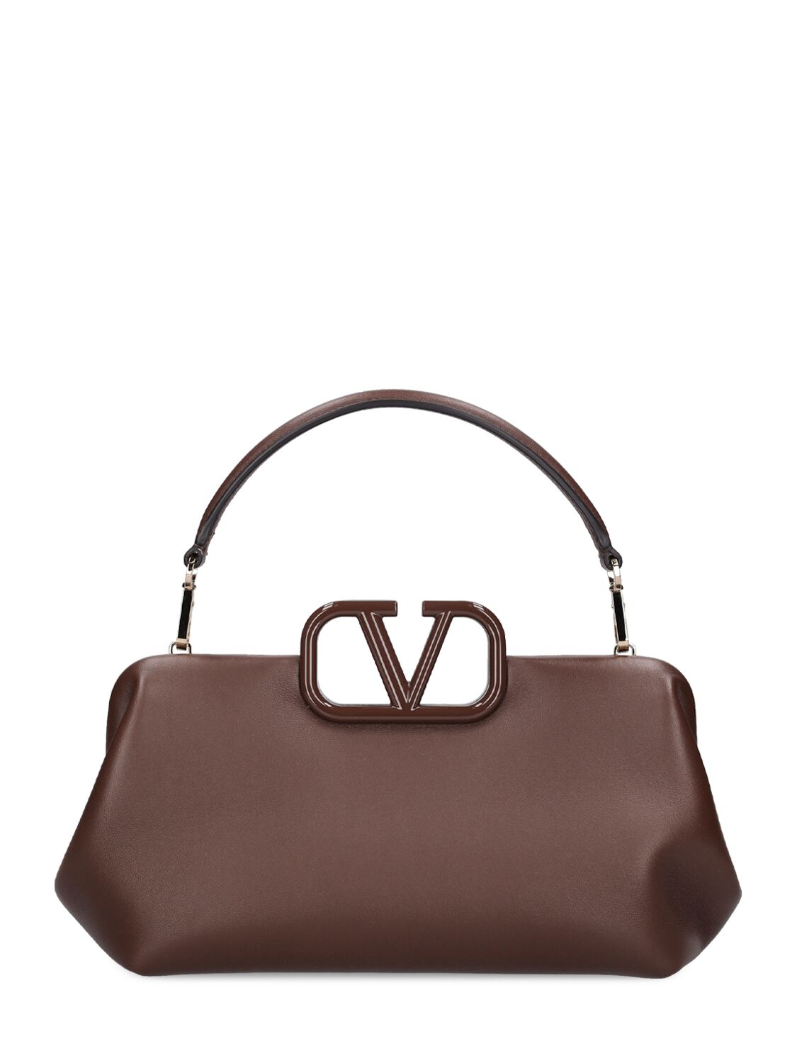 Valentino Garavani Small V Logo Napa Leather Top Handle Bag In Brown