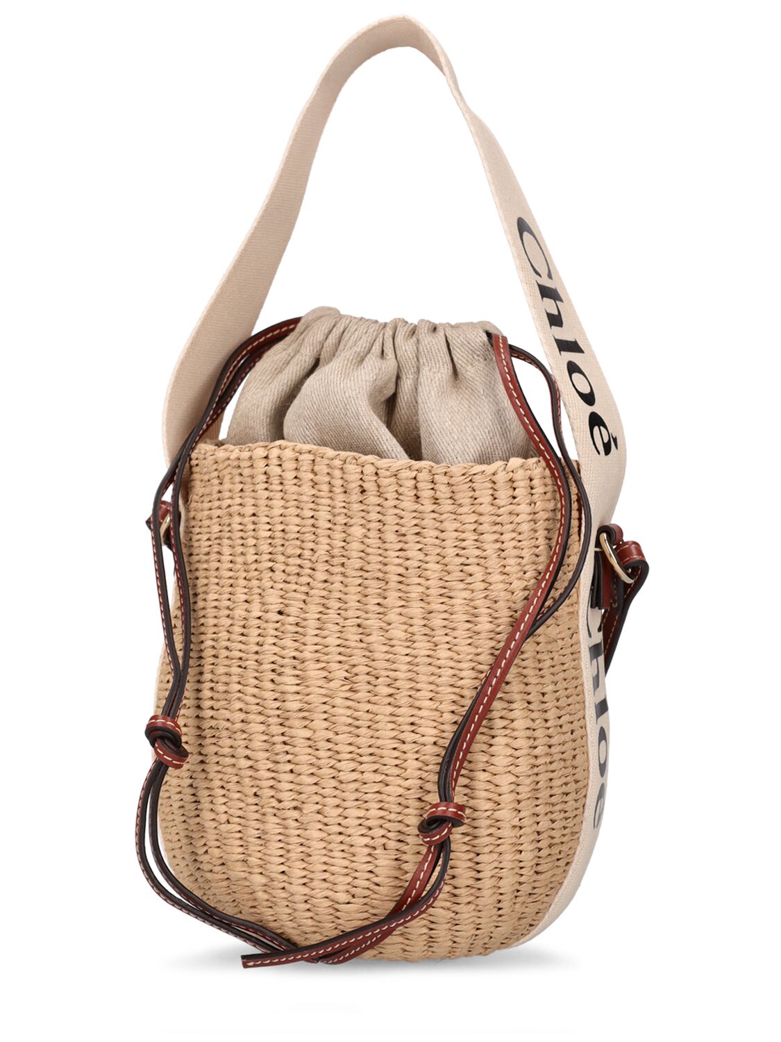 Shop Chloé Small Woody Bucket Top Handle Bag In White