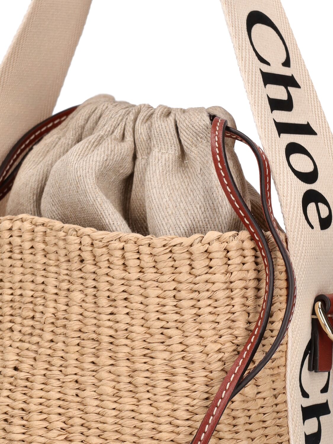 Shop Chloé Small Woody Bucket Top Handle Bag In White