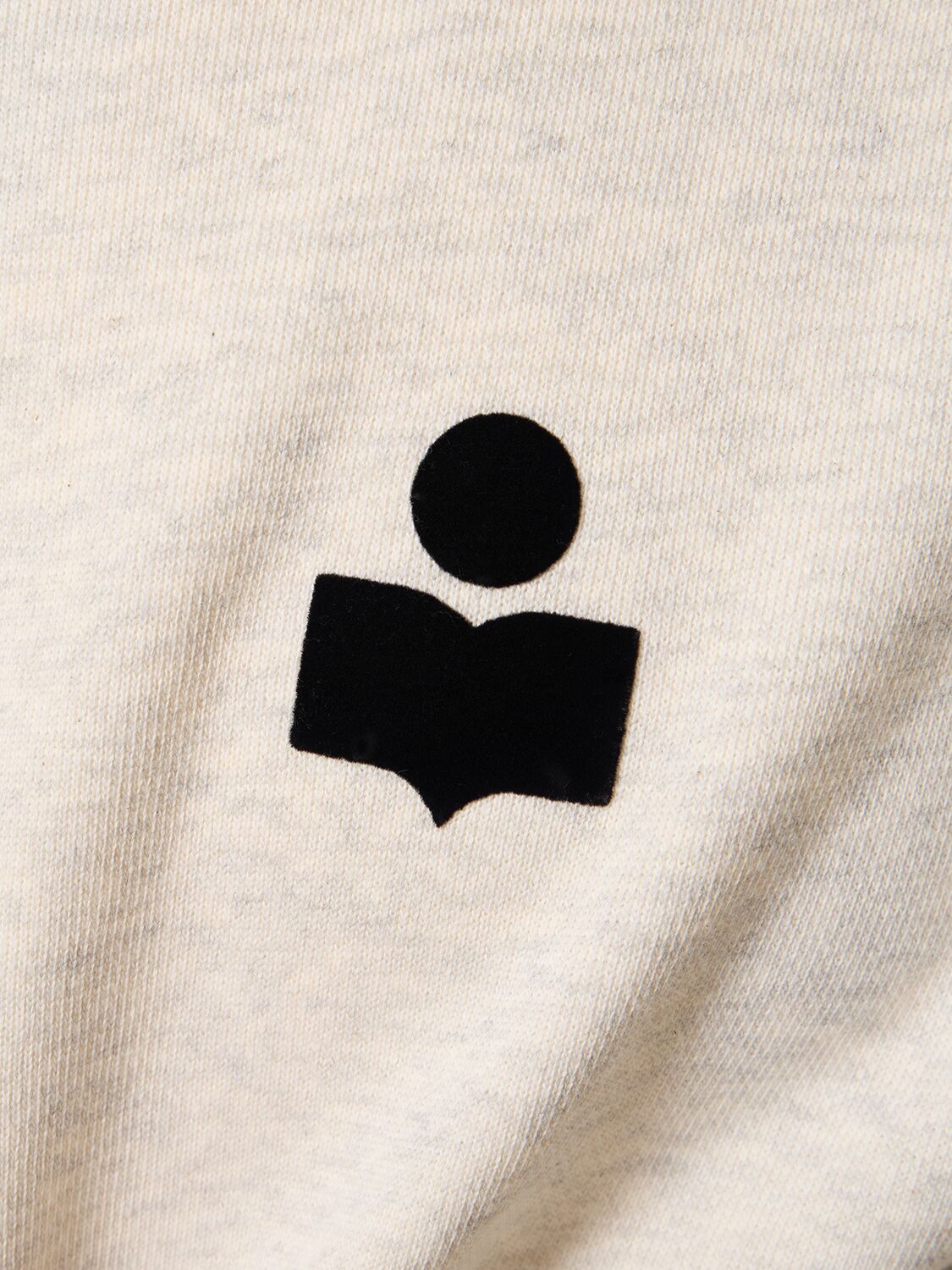 Shop Marant Flocked Logo Cotton Crewneck Sweatshirt In Ecru,black