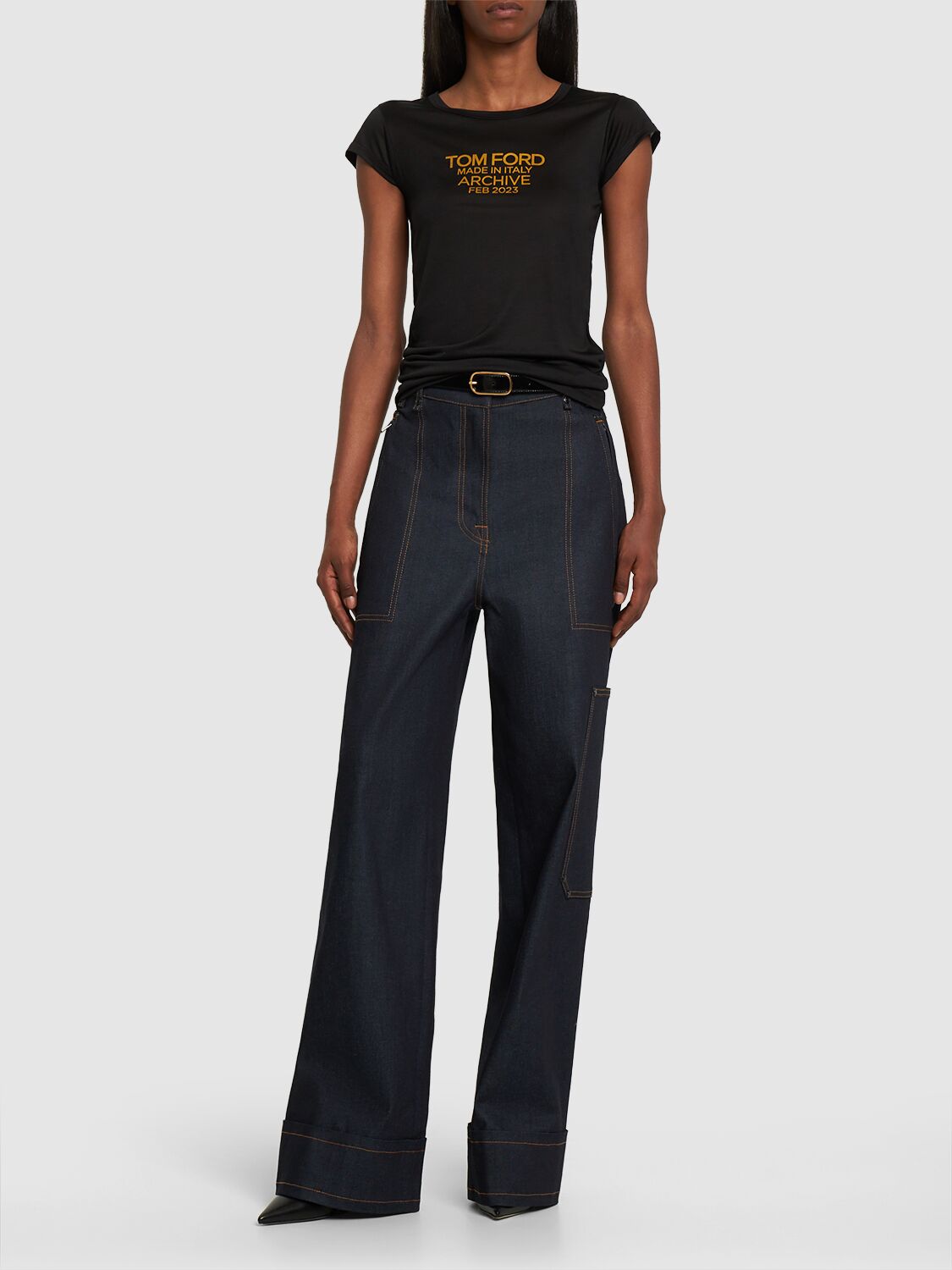 Shop Tom Ford Logo Print Silk T-shirt In Black