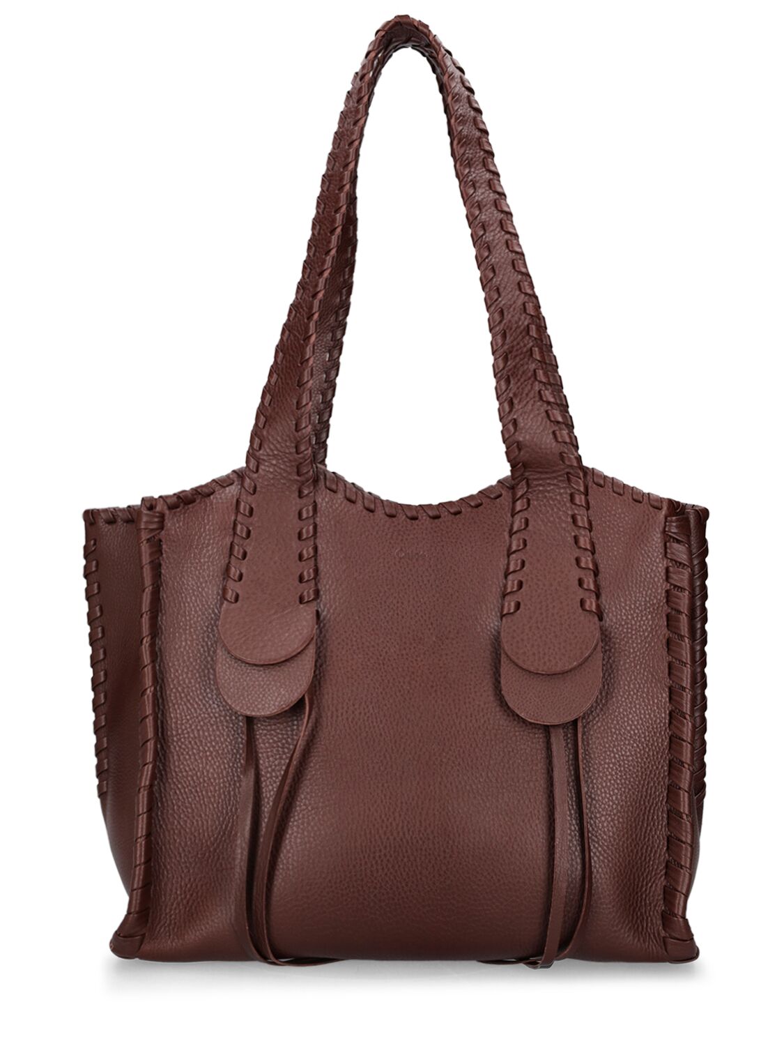 Chloé Medium Mony Leather Tote Bag In Chocolate