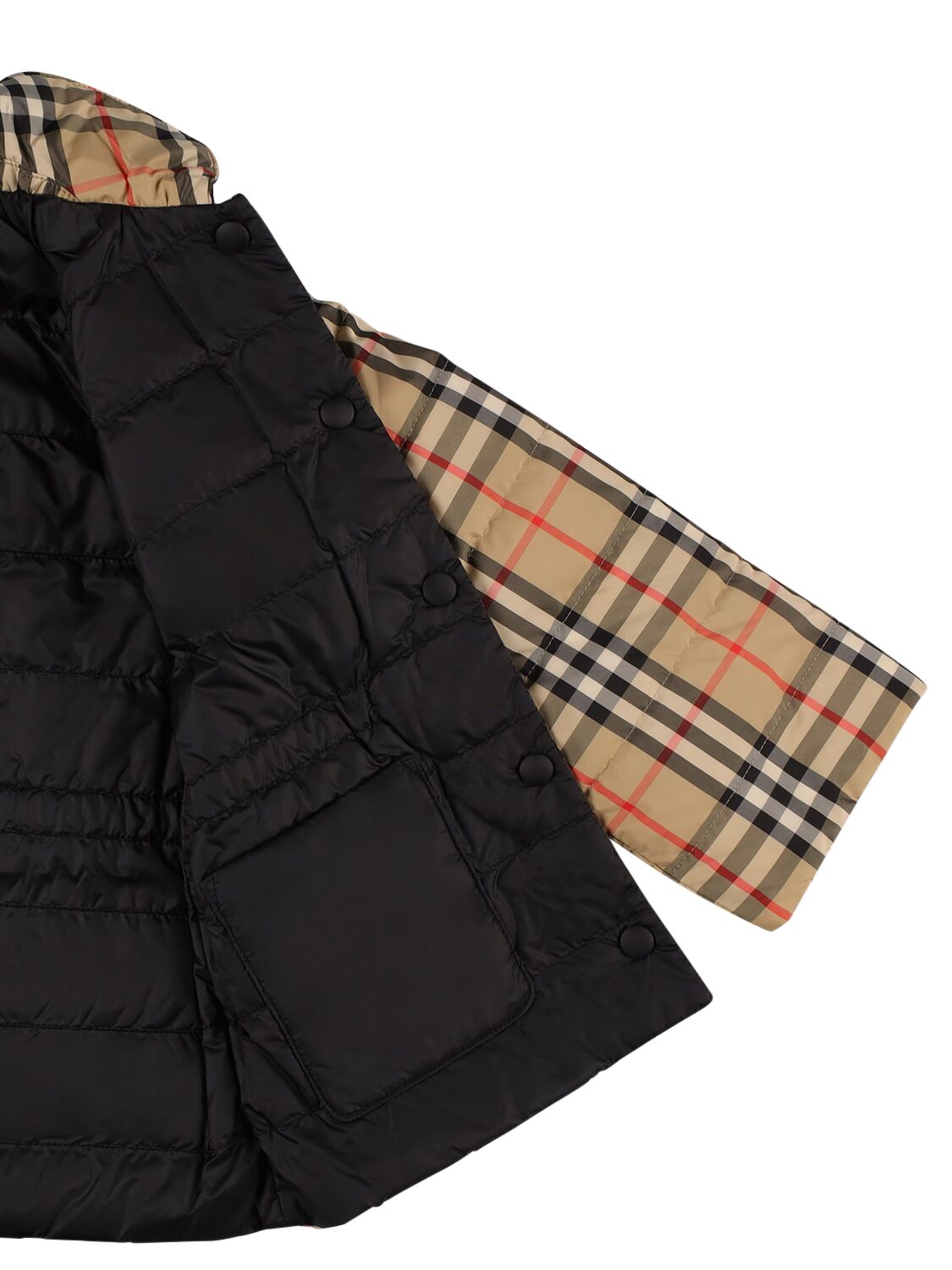 Shop Burberry Check Print Quilted Nylon Down Jacket In Beige