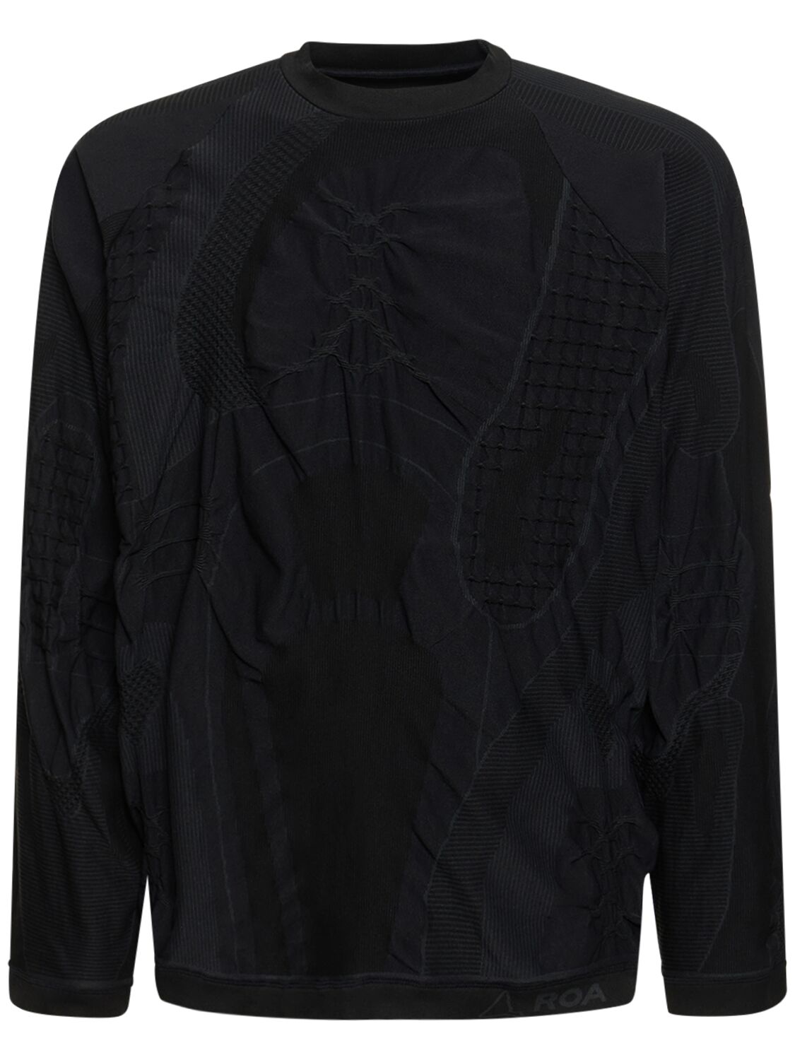 Shop Roa Oversize 3d Knit Long Sleeve Shirt In Grey Black