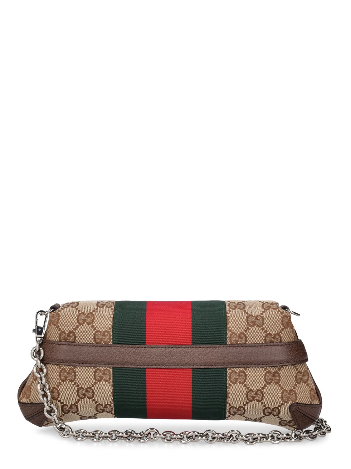 Shop Gucci Small  Horsebit Chain Gg Canvas Bag In Ebony