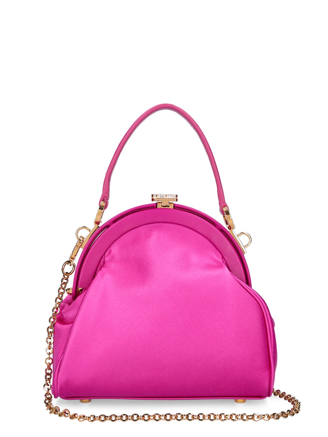 Shop Versace Small Satin Top Handle Bag In Warterlil