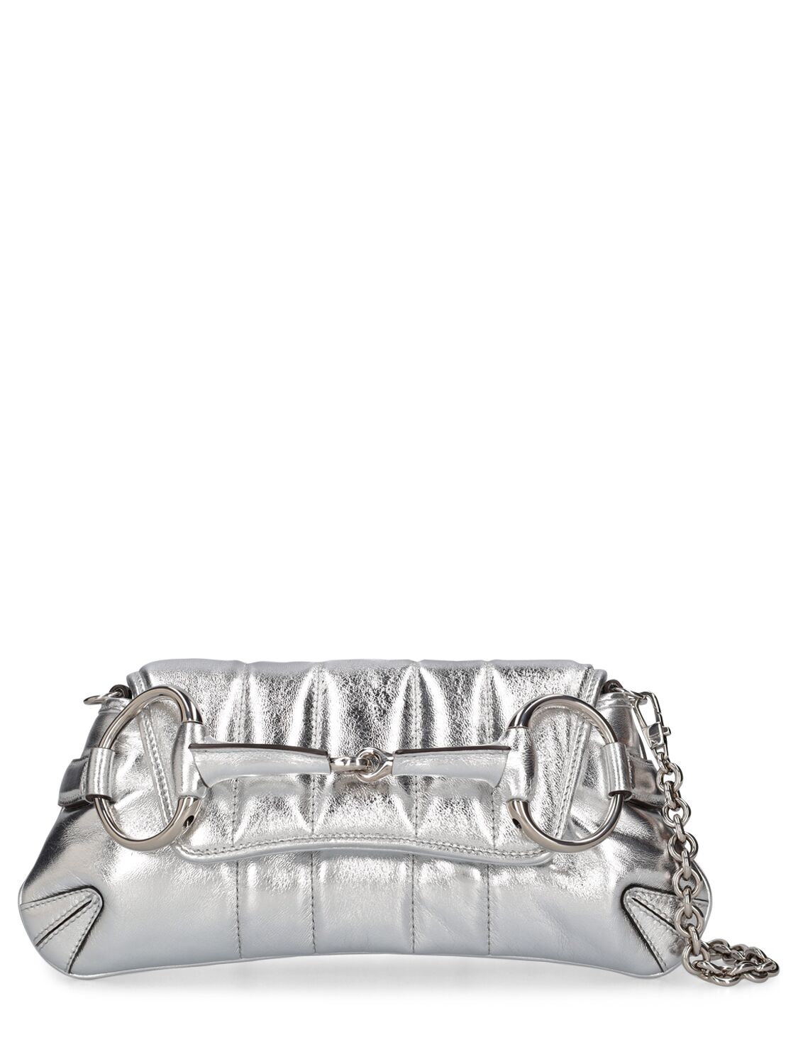 Shop Gucci Small  Horsebit Chain Leather Bag In Silver