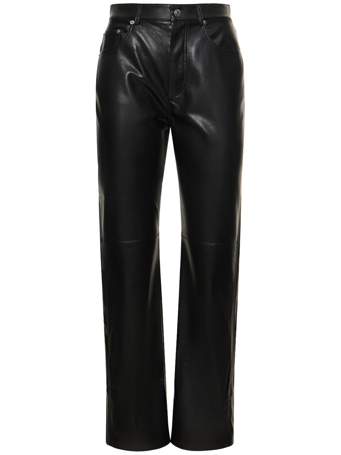 Nanushka Vinni Faux Leather Straight Pants In Black