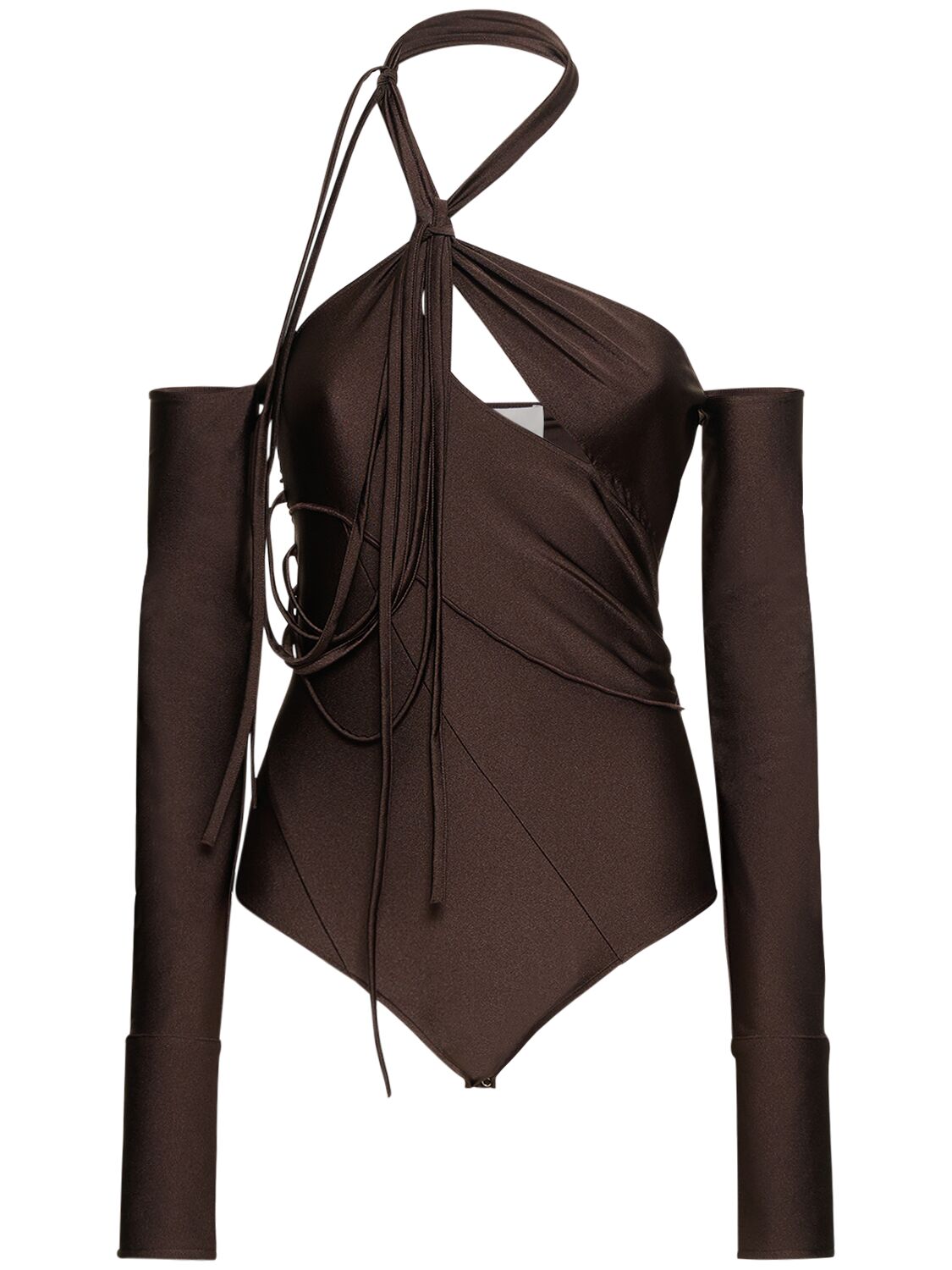 Coperni Multi-strap Stretch Jersey Bodysuit In Brown