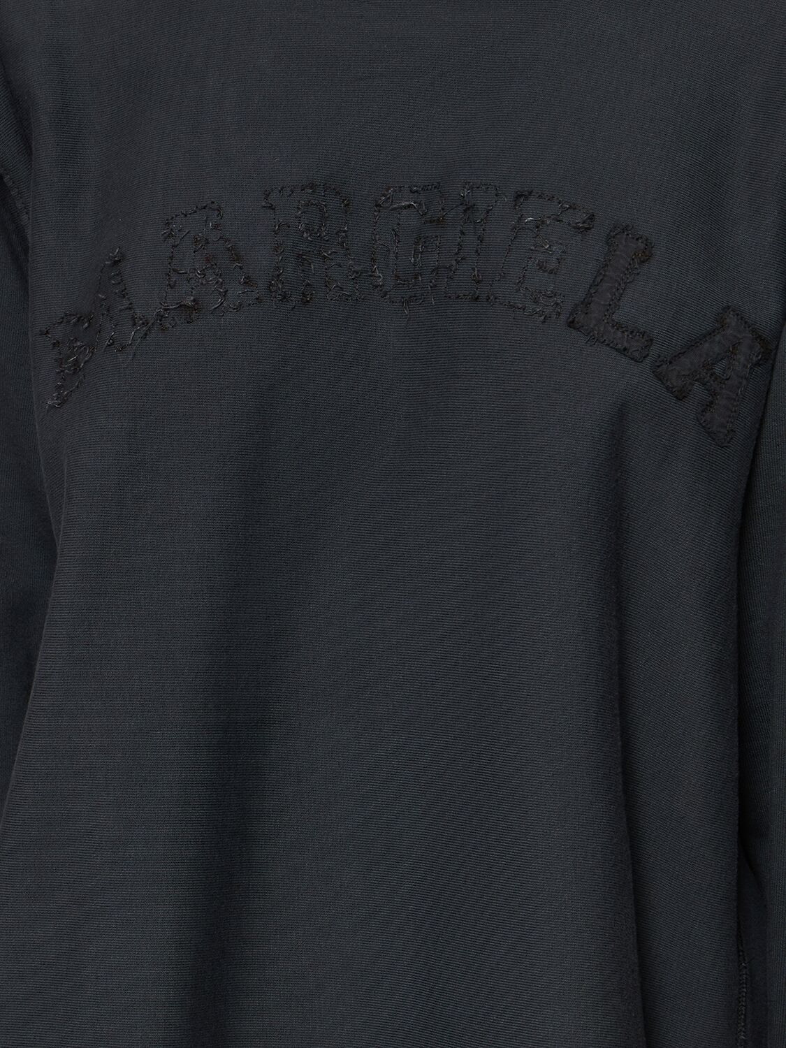 Shop Maison Margiela Embroidered Logo Jersey Cropped Hoodie In Black