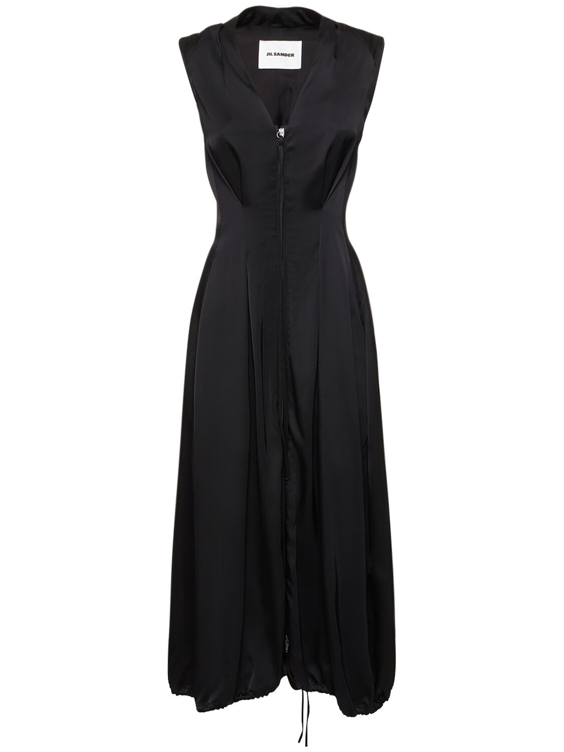 Image of Viscose & Silk Sleeveless Midi Dress