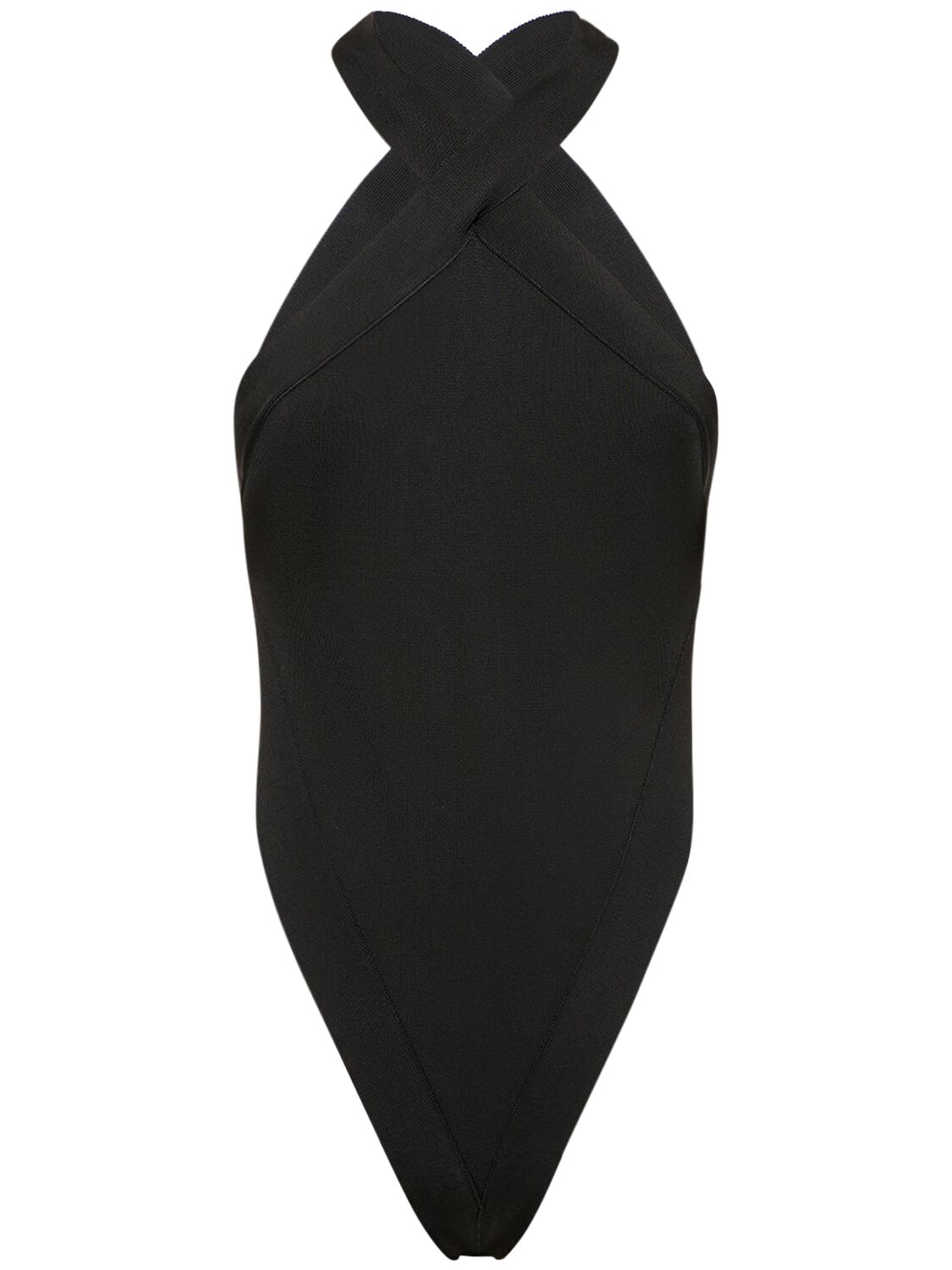 Shop Saint Laurent Fitted Viscose Blend Bodysuit In Black