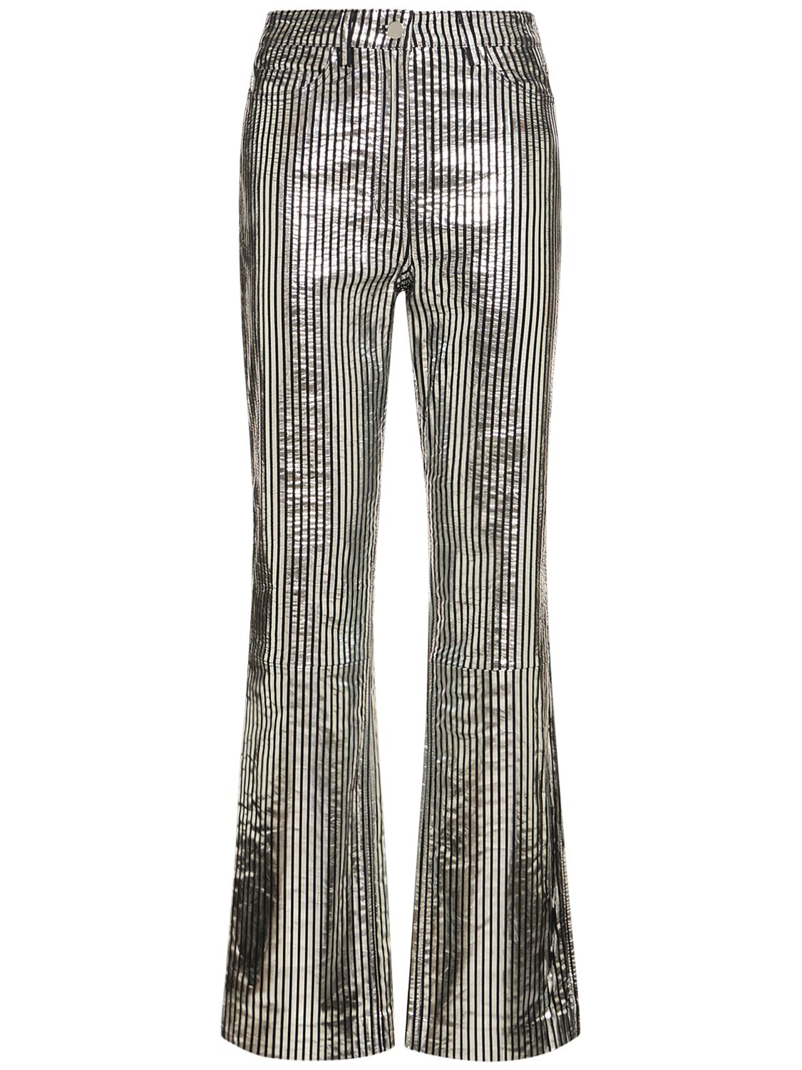 Shop Remain Striped Leather Pants In Black Comb.