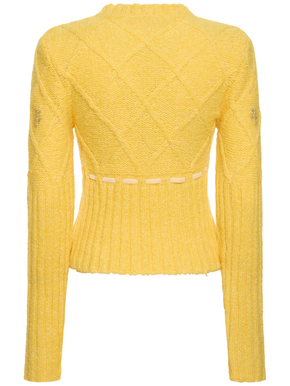 Shop Cormio Oma 5 Embroidered Wool Blend Sweater In Yellow