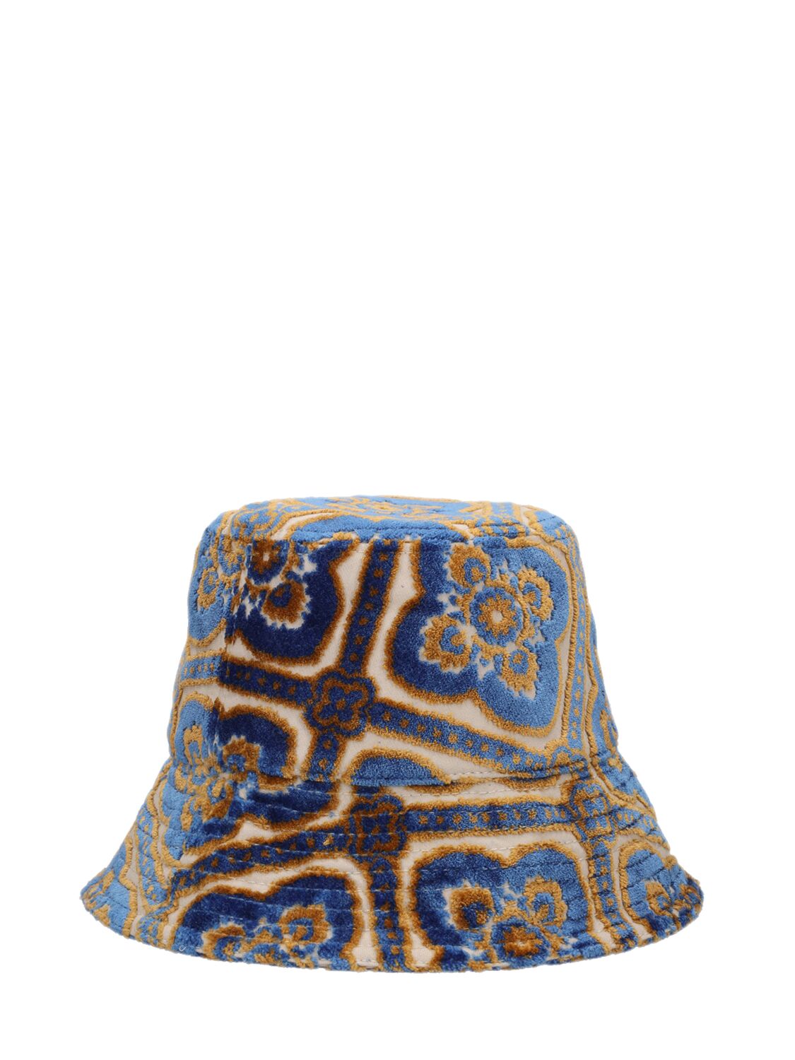 Shop Etro Tapestry Cotton Blend Bucket Hat In Blue,multi