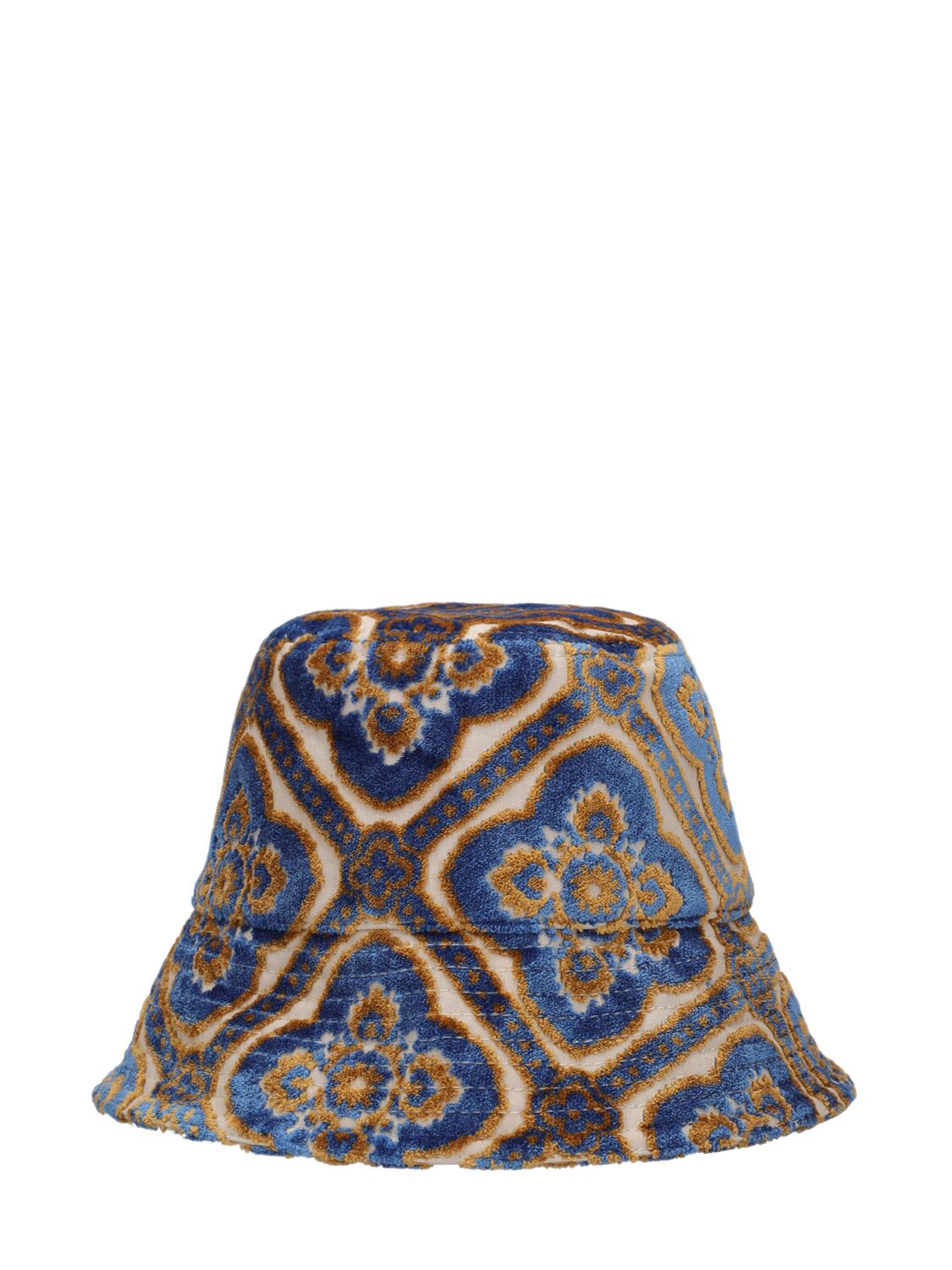 Etro Tapestry Cotton Blend Bucket Hat In Blue,multi