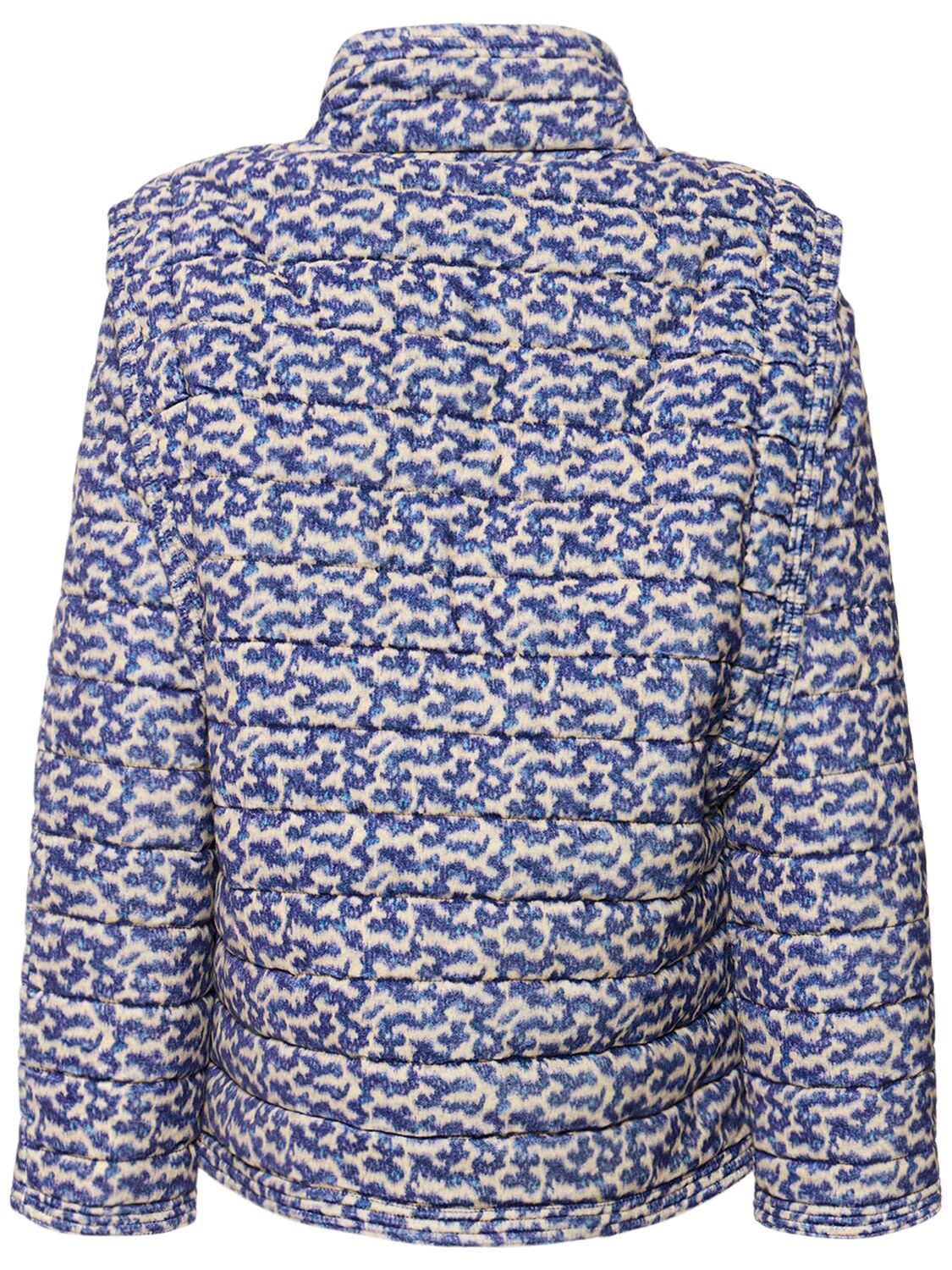 Shop Marant Etoile Areta Printed Padded Cotton Jacket In Blue,ecru