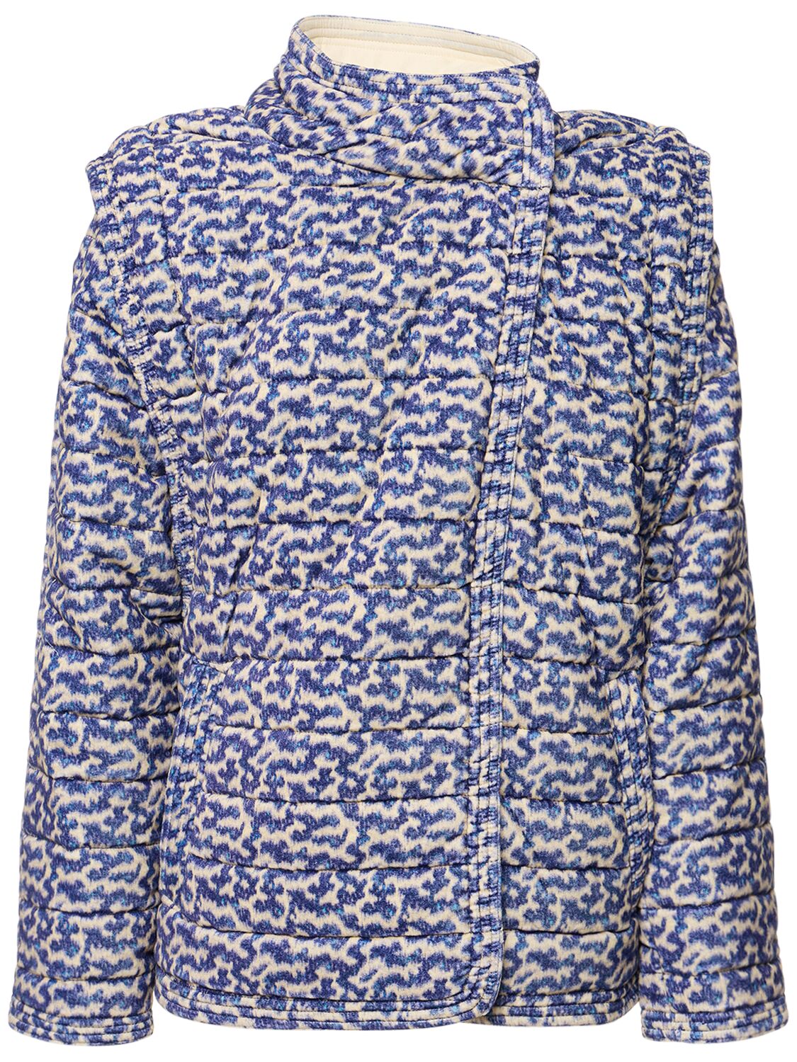 Marant Etoile Areta Printed Padded Cotton Jacket In Blue,ecru