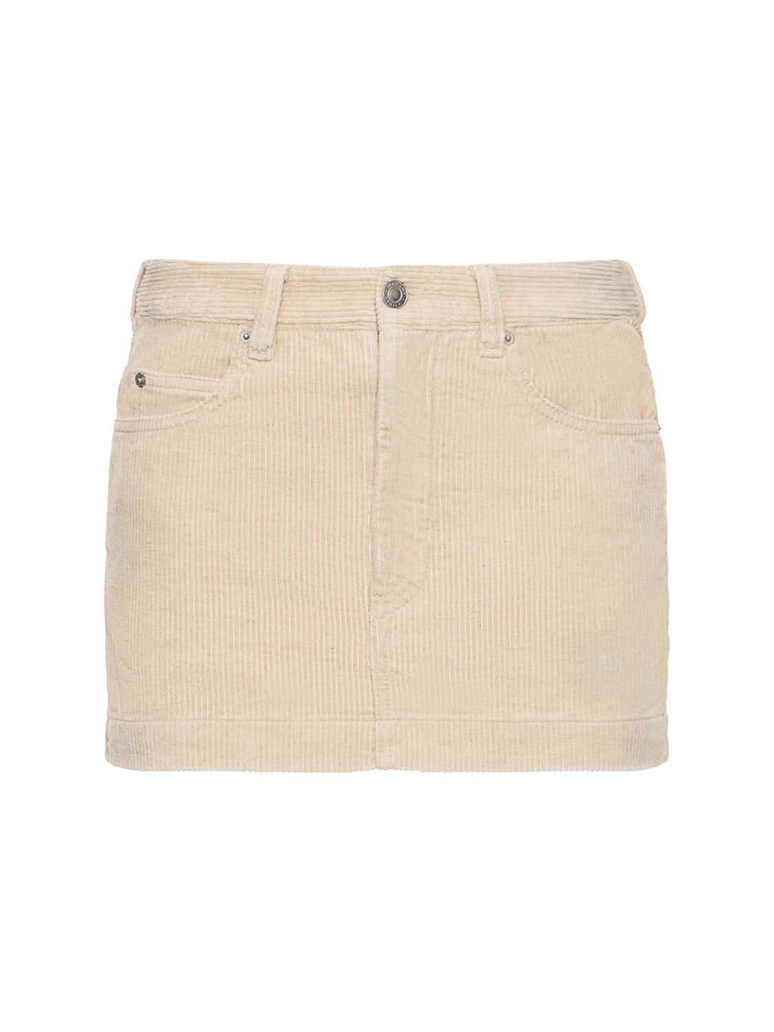 Shop Marant Etoile Rania Corduroy Cotton Linen Mini Skirt In Beige