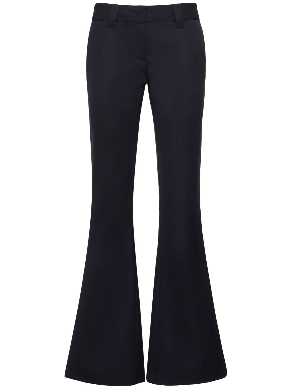 Palm Angels Flared Wool Blend Chino Pants In Navy