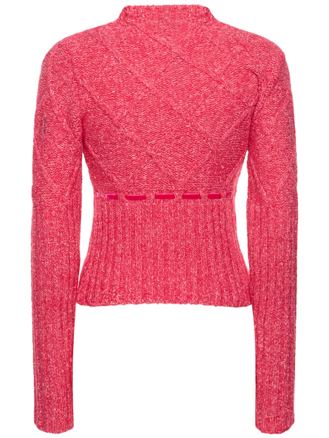 Shop Cormio Oma 5 Embroidered Wool Blend Sweater In Fuchsia