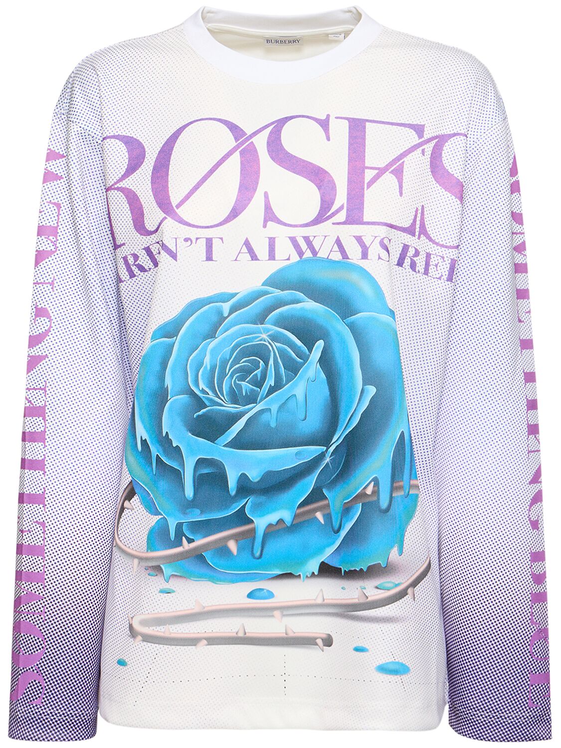 Image of Roses Printed Jersey Long Sleeves Top