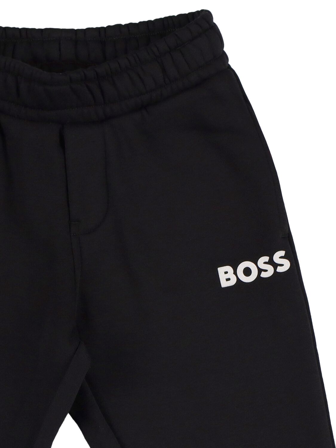Shop Hugo Boss Rubberized Logo Cotton Sweatpants In Black